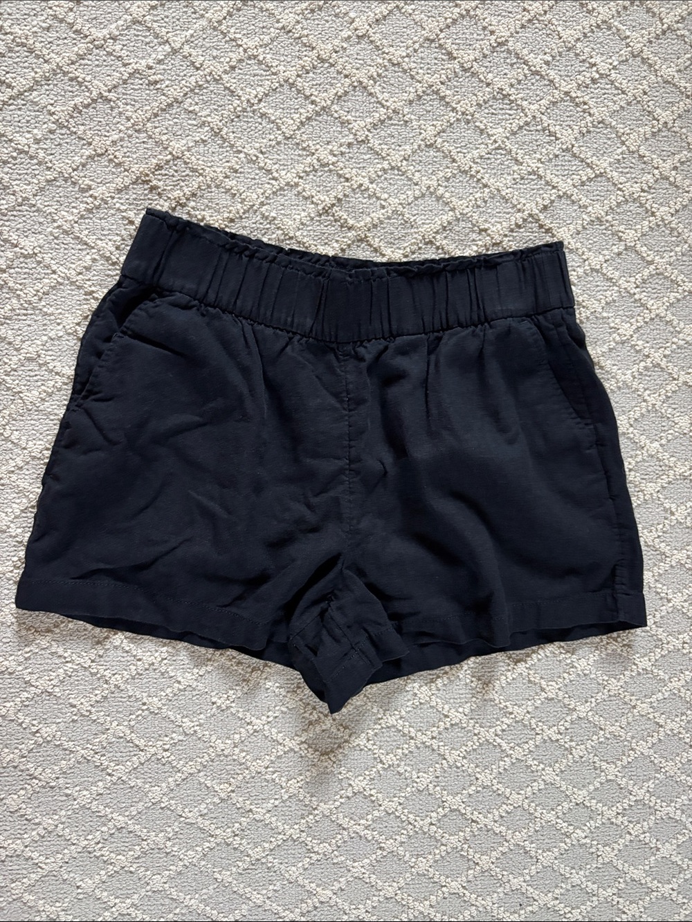 Sonoma Black Elastic Waist Linen-blend Shorts